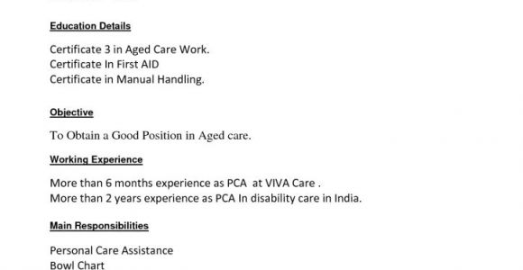 Sample Resume for Aged Care Worker Position Aged Care Resume Template Best Resume Collection