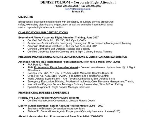 resume for fresher in flight attendant