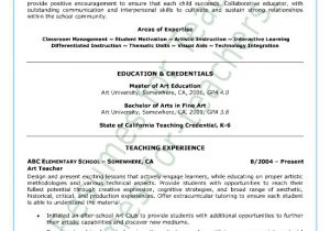 Sample Resume for Art and Craft Teacher Art Teacher Resume Sample