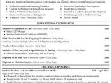 Sample Resume for Art and Craft Teacher Visual Arts Resume Best Resume Collection