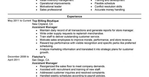 Sample Resume for assistant Manager In Retail assistant Retail Manager Resume Examples Free to Try