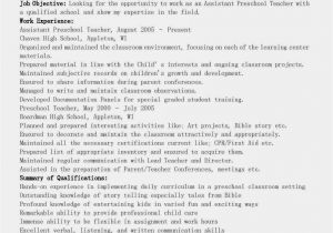 Sample Resume for assistant Teacher In Preschools Resume Samples assistant Preschool Teacher Resume Sample