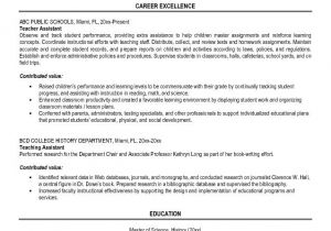 Sample Resume for assistant Teacher In Preschools Teacher assistant Resume Best Letter Sample