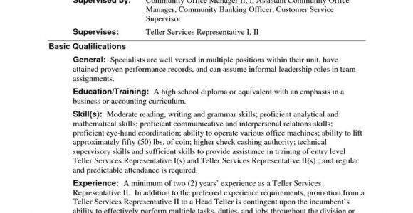 Sample Resume for Bank Jobs with No Experience Bank Teller Resume with No Experience Http topresume