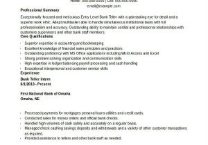 Sample Resume for Bank Teller at Entry Level Free Banking Resumes 43 Free Word Pdf Documents