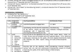 Sample Resume for Ca Articleship Training Resume Templates