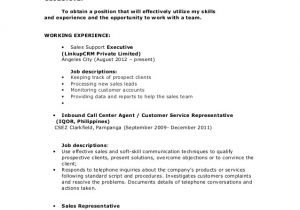 Sample Resume for Call Center Agent without Experience Philippines Cecile Resume