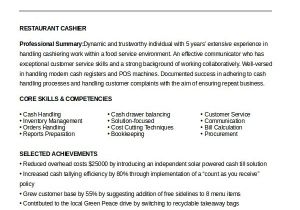 Sample Resume for Cashier In Restaurant 6 Cashier Resume Templates Pdf Doc Free Premium