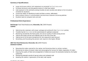 Sample Resume for Cashier In Restaurant Cashier Responsibilities for Resume Samplebusinessresume
