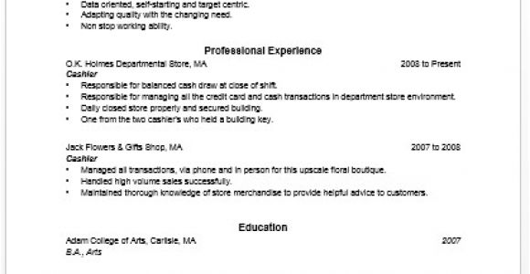 Sample Resume for Cashier Retail Stores 10 Cashier Job Description for Resume Sample
