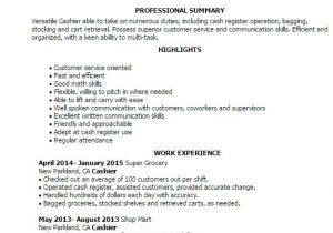Sample Resume for Cashier Retail Stores Cashier Resume Deko 2015