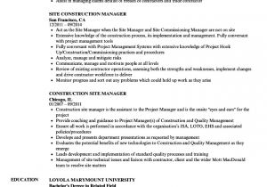 Sample Resume for Construction Site Supervisor Construction Site Manager Resume Samples Velvet Jobs