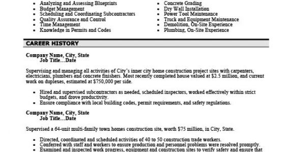 Sample Resume for Construction Site Supervisor Construction Site Supervisor Resume Template Premium