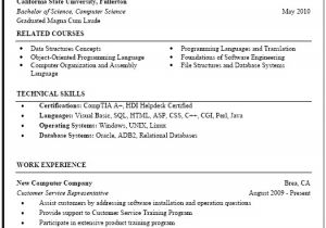 Sample Resume for Cse Students Computer Science Resume Sample Career Center Csuf