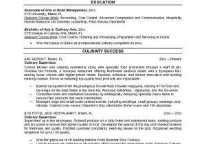 Sample Resume for Culinary Arts Student Culinary Arts Resume Best Resume Collection