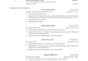Sample Resume for Culinary Arts Student Piano Teacher Resume Best Letter Sample