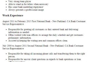 Sample Resume for Customer Service Representative In Bank 1 Bank Customer Service Representative Resume Templates