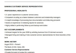 Sample Resume for Customer Service Representative In Bank Customer Service Representative Resume 9 Free Sample
