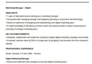 Sample Resume for Digital Marketing Manager 40 Free Manager Resume Templates Pdf Doc Free