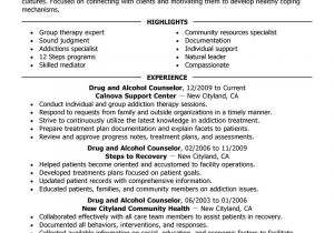 Sample Resume for Drug and Alcohol Counselor Drug and Alcohol Counselor Resume Example social