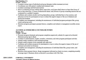 Sample Resume for Drug and Alcohol Counselor Drug Counselor Resume Samples Velvet Jobs