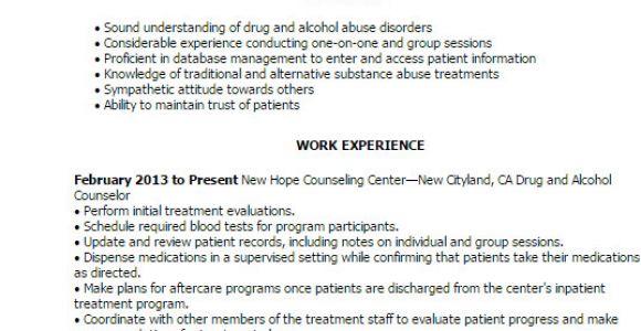 Sample Resume for Drug and Alcohol Counselor Professional Drug and Alcohol Counselor Templates to