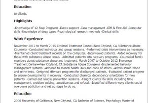 Sample Resume for Drug and Alcohol Counselor Professional Substance Abuse Counselor Templates to