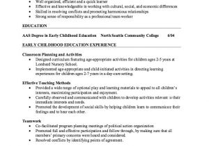 Sample Resume for Early Childhood Educator Early Childhood Education Resume Sample Best Resume