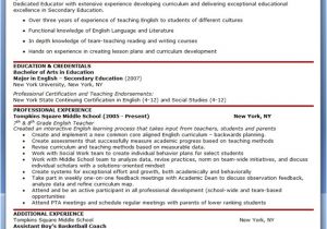 Sample Resume for English Teachers English Teacher Resume Sample Resume Downloads
