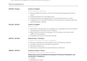Sample Resume for English Teachers English Teacher Resume Samples and Templates Visualcv