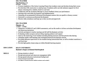 Sample Resume for English Teachers Esl Teacher Resume Samples Velvet Jobs