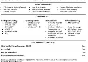 Sample Resume for Experienced Network Administrator Jr Network Administrator Resume Sample Template