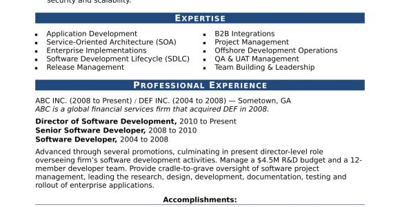 Sample Resume for Experienced software Engineer Free Download Sample Resume for An Experienced It Developer Monster Com