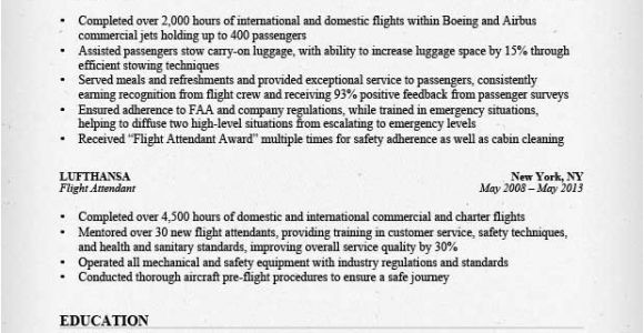 Sample Resume for Flight attendant Position Flight attendant Resume Sample Writing Guide Rg