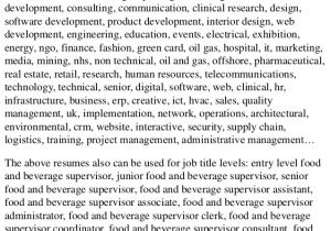 Sample Resume for Food and Beverage Supervisor top 8 Food and Beverage Supervisor Resume Samples