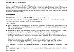 Sample Resume for forklift Operator forklift Operator Resume Sample Monster Com