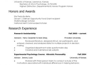 Sample Resume for Fresh Psychology Graduate Psychology Cv Sample Graduate School Image Collections