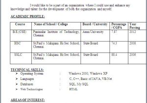Sample Resume for Fresher Computer Science Engineer Resume Blog Co Resume Sample Computer Science