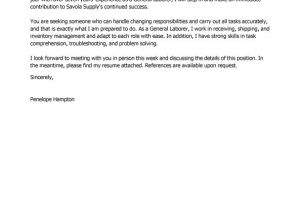 Sample Resume for General Job Application Best General Labor Cover Letter Examples Livecareer
