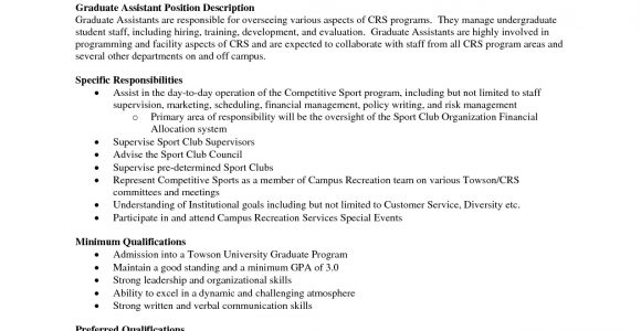 Sample Resume for Graduate assistant Position Resume Sample Graduate assistant Sidemcicek Com