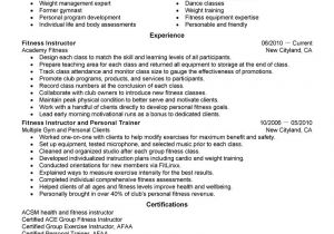 Sample Resume for Gym Instructor Best Fitness and Personal Trainer Resume Example Livecareer