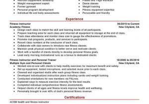 Sample Resume for Gym Instructor Best Fitness and Personal Trainer Resume Example Livecareer