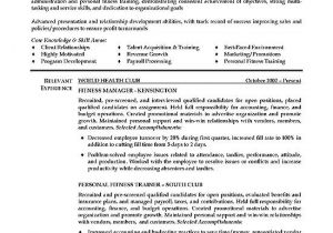 Sample Resume for Gym Instructor Fitness Trainer Resume Example