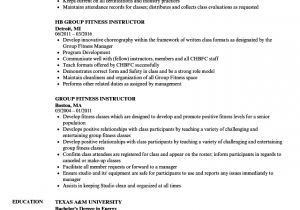 Sample Resume for Gym Instructor Group Fitness Instructor Resume Samples Velvet Jobs