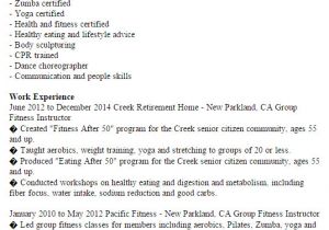 Sample Resume for Gym Instructor Professional Group Fitness Instructor Templates to