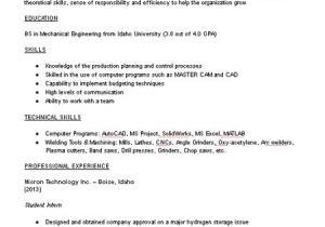 Sample Resume for Internship In Mechanical Engineering Mechanical Engineering Student Resume Sample