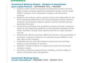 Sample Resume for Investment Banking Analyst Investment Banking Analyst Resume Samples Qwikresume