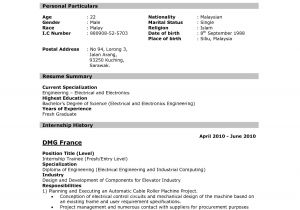 Sample Resume for Job Application for Fresh Graduate Standard Cv format for Job Application Letters Free