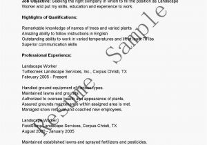 Sample Resume for Lawn Care Worker Resume Samples Landscape Worker Resume Sample