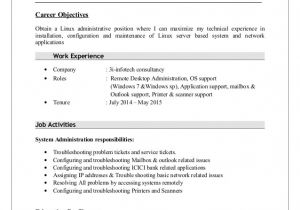 Sample Resume for Linux System Administrator Fresher Resume Samples for Freshers Diploma